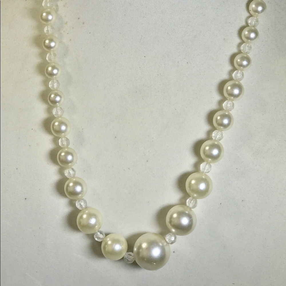 Chunky Beaded Faux Pearl 25” Necklace